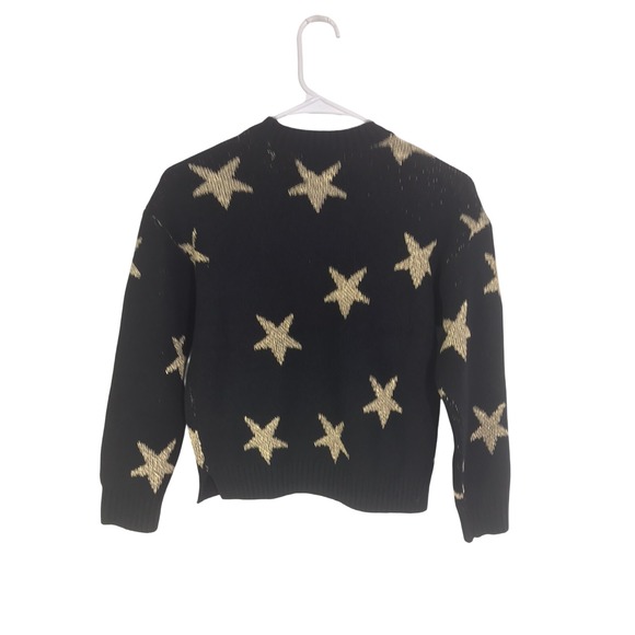 NWT Old Navy Star Sweater Girl's M 8 Black Gold Long Sleeve - Picture 2 of 7